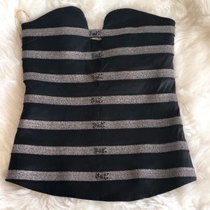 Black and silver stripe corset. Cute top. Medium
